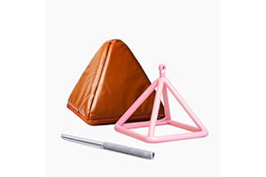 TOPFUND 5" Pink Crystal Singing Pyramid Sound Therapy Instrument with Carrying Case and Quartz Suede Mallet