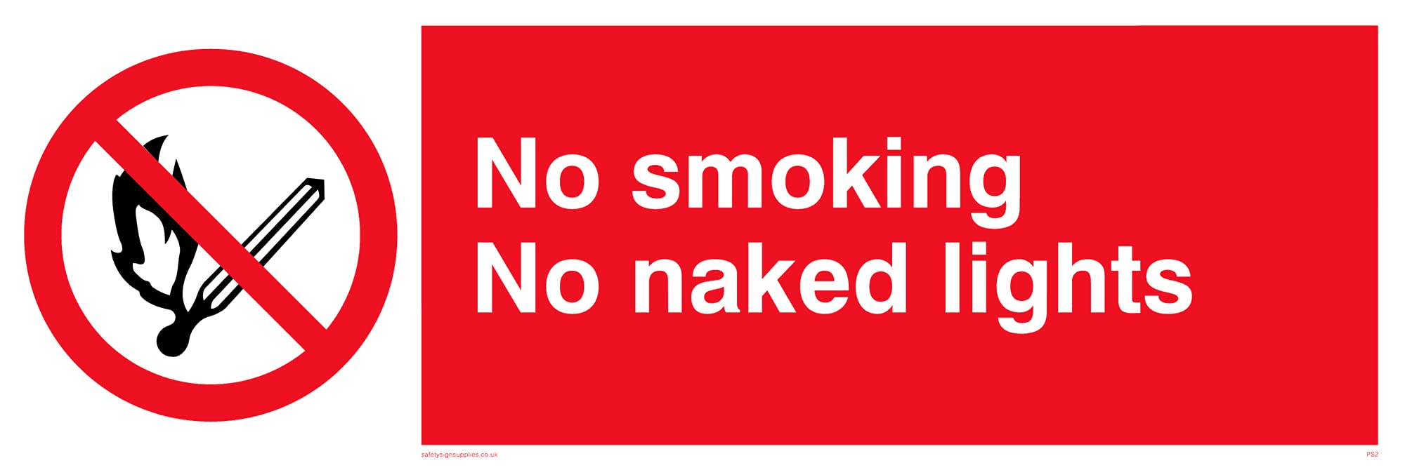 Pack of five - No Smoking No Naked Lights Sign - 300x100mm - L31