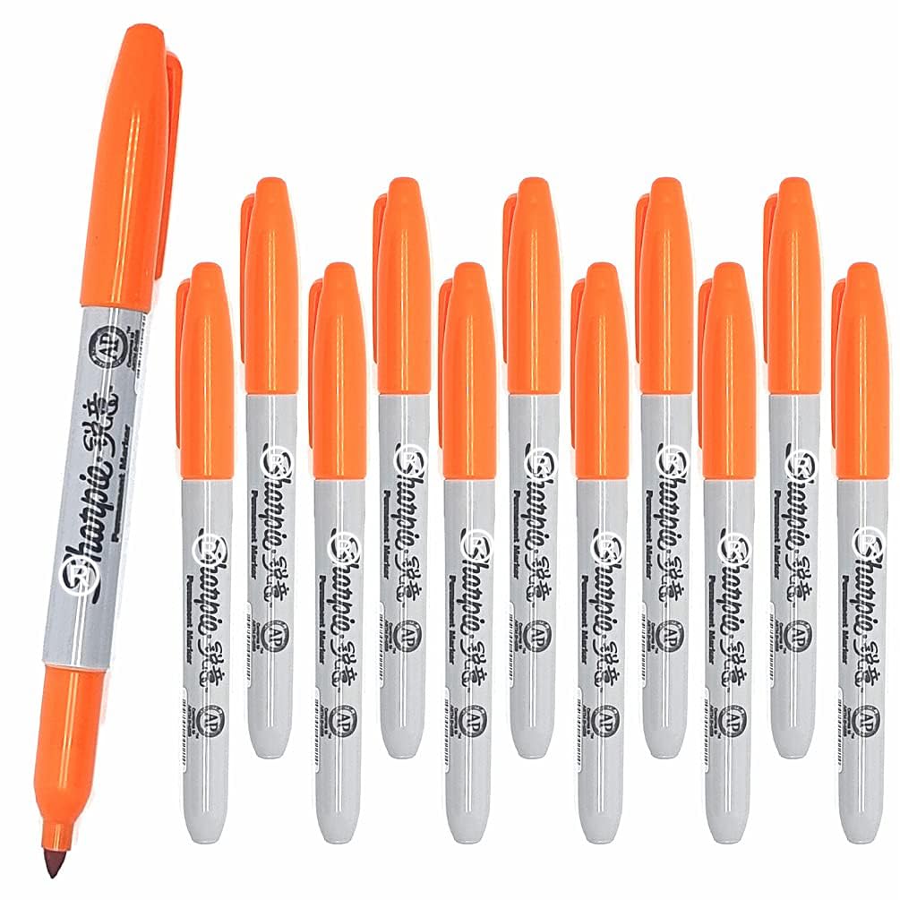 12 x Sharpie Permanent Marker Pens | Fine Point | for Metal, Paper and Plastic | Orange [ASIA IMPORT]