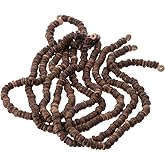 Uniquer 550Pcs 8mm Brown Natural Coconut Shell Beads Spacer Flat Round Wood Beads for DIY Bracelet Necklace Jewelry Making