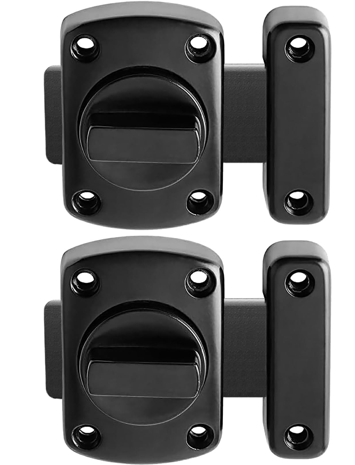 Litensh 2PCS Bathroom Door Bolt Lock Toilet Door Latch Rotate Bolt Gate Slide Latch Stainless Steel Door Locks Brushed Safety Cabinet Slide Lock Latches Matte Black 55MM — image 1