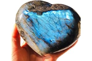 FZBHRO Extra Large Heart Crystal Stones Healing Crystal Palm Polished Love Shaped Gemstones Blue Labradorite Heart Rock Meditation 4.4-5.5 Pounds