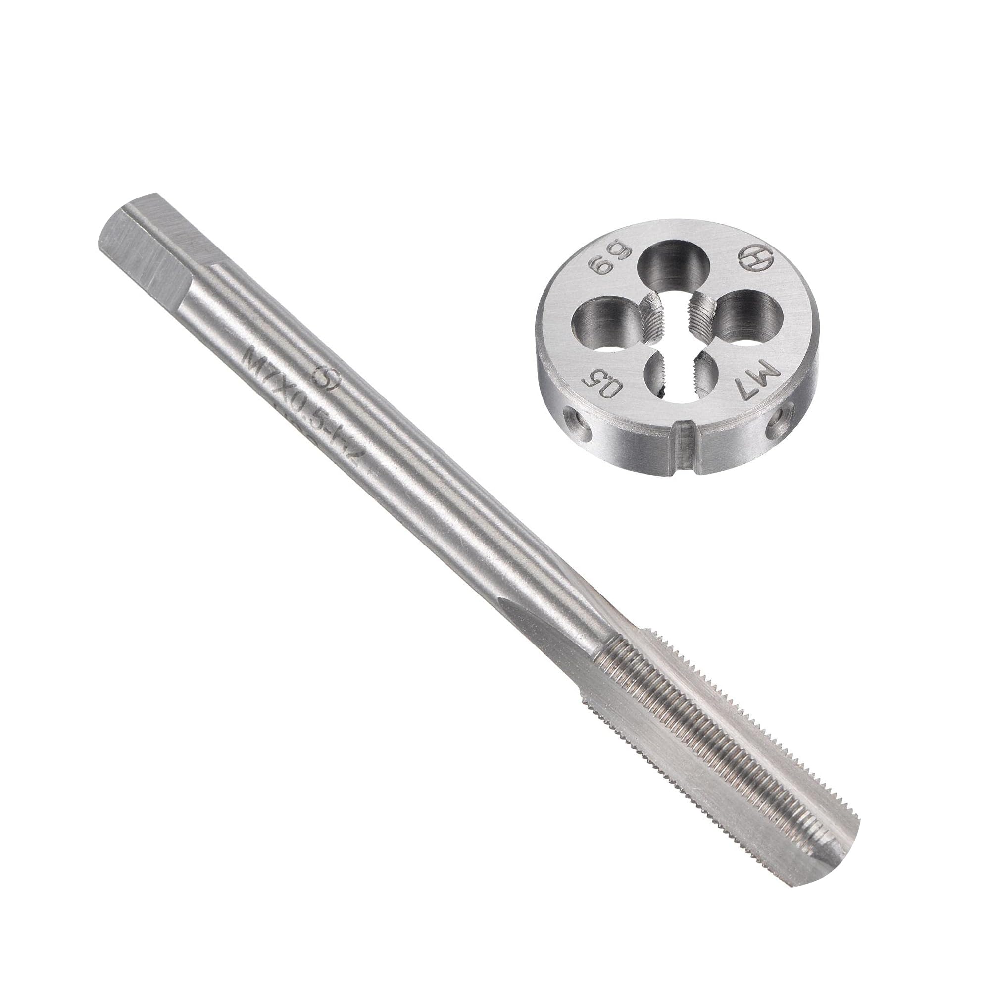 MACHSWON M7 x 0.5mm Metric Tap and Die Set - Machine Thread Screw Tap with Round Threading Die Kit for Thread Repair