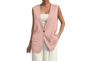 UJAKEL Vest Tops for Women Women's Sleeveless Blazer Jackets Summer Single Button Waistcoat Vest Business Casual Suit Jackets