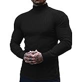 JoZorro Mens Mock Neck T Shirts Pullover High Neck Turtleneck Premium Cotton Long Sleeve Sweaters for Men