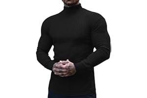 JoZorro Mens Mock Neck T Shirts Pullover High Neck Turtleneck Premium Cotton Long Sleeve Sweaters for Men