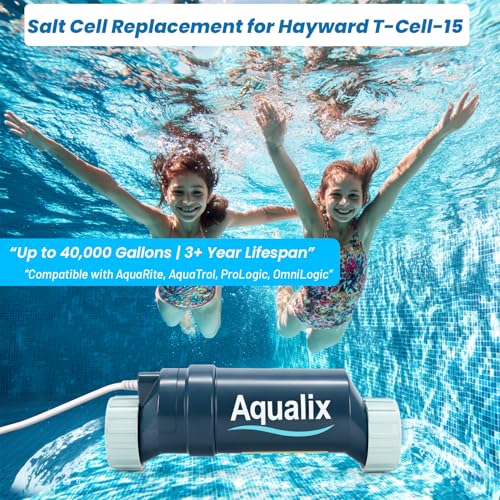Aqualix Salt Cell Replacement for Hayward T-CELL-15 / W3T-CELL-15, 40,000 Gallon In-Ground Pool Salt Chlorination Cell, Compatible with AquaRite, SwimPure Plus, AquaRite Pro, ProLogic, OmniLogic