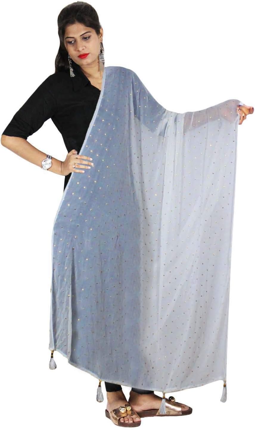 Scarf Chunni Stole Golden Work Dupatta Sarong With Tassel Neck Wrap Hijab Veil Shawl For Her
