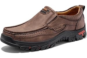 Men's Thick-Soled Low-top Casual Hiking Boots, Comfort Hand-Stitching Leather Elastic Non-Slip, Travel Hiking Casual Shoes