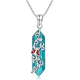 Reaii Natural Turquoise Ladybug Necklace for Women 925 Sterling Silver Ladybug Pendant Necklace with Genuine Turquoise Jewelry Gifts