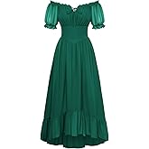 Scarlet Darkness Women Renaissance Dress Puff Sleeve Off Shoulder Fairy Milkmaid Dress
