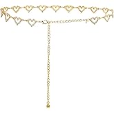 Wojgzon Heart Chain Belts for Girls Kids - Rhinestone Gold Metal Waist Belt for Flower Girl Dresses Jeans