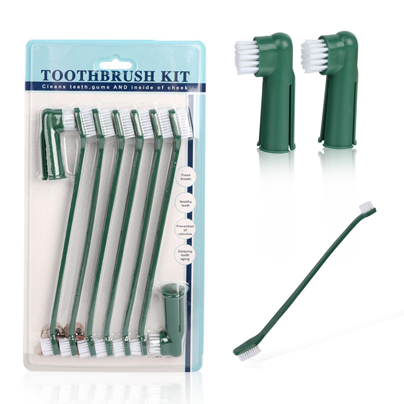 Cipszoely Dog Toothbrush & Cat Toothbrush Dog Finger Toothbrush & Long Handle Dog Toothbrush Dual Headed Nylon Toothbrushes Dental Teeth Cleaning Products for Small Medium, and Large Pets