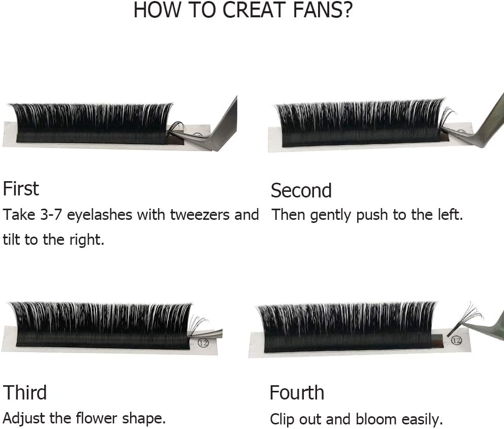 Fadlash Easy Fan C Curl 0.05 14mm Single Russian Lashes Natural Look Self Fanning Automatic Blooming Eyelashes Extensions(0.05-C-14) - Image 4