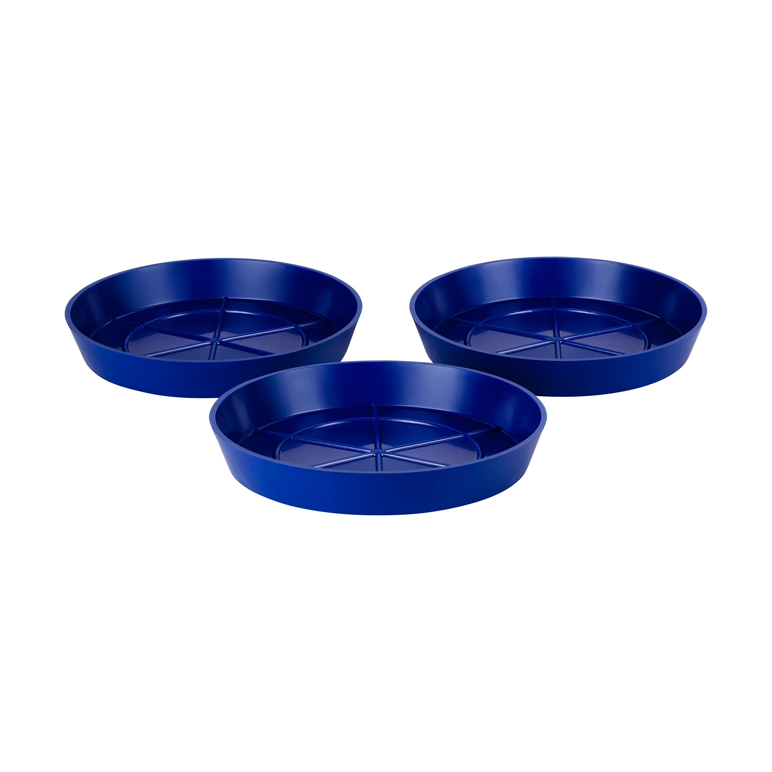 Hum Flowerpots Pack of 3 Saucers, Sturdy Drip Trays, Choice of Size and Colour, for Outdoor/Indoor Plant Pots - 17cm Blue