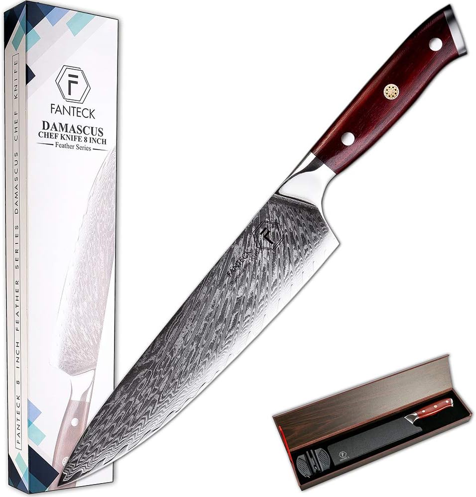 Amazon.com: Cuchillo de chef FANTECK de 8 pulgadas profesional Damasco