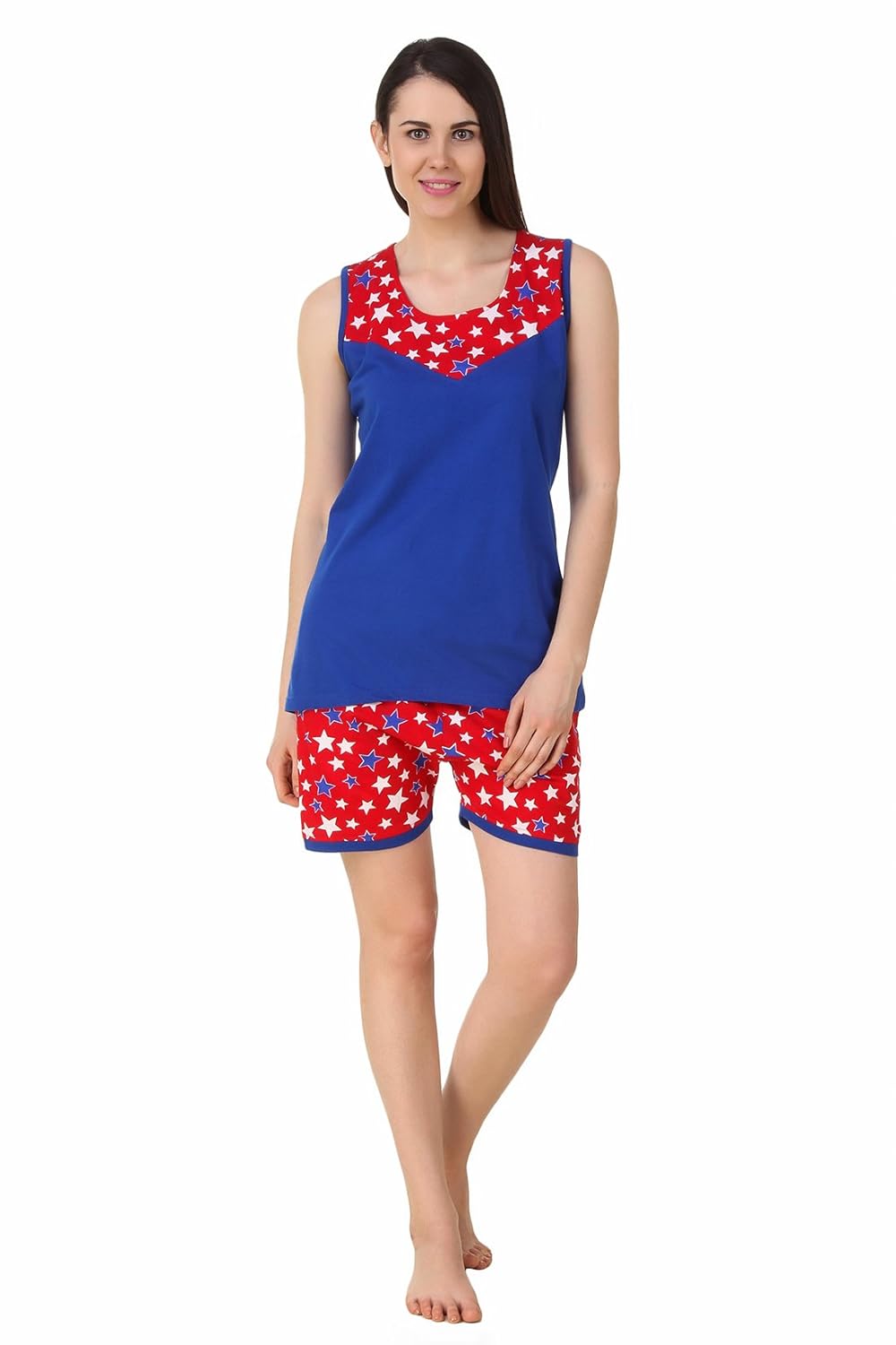 fasense women cotton nightwerar nightsuit, top & shots set dp192