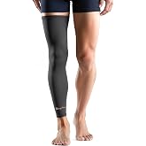 Copper Leg Compression Sleeve Ultra Breathable Full Leg Compression Sleeve | for Pain Relief,Arthritis,Muscle Recovery,Swelling,Inflammation,Leg Sleeve for Thigh,Calf,Knee,Men &amp; Women(Black, Large)
