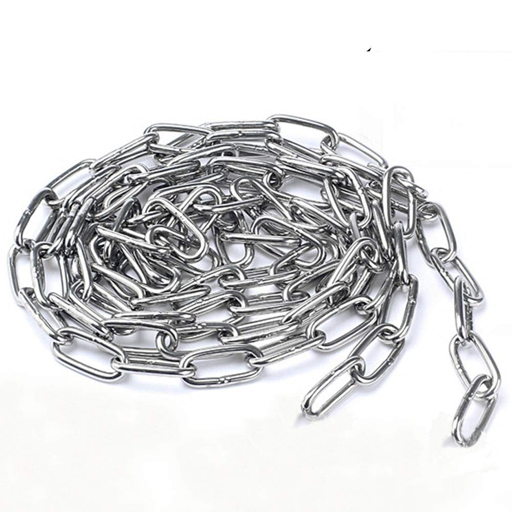 KAIISSA 304 Stainless Steel Chain Strong Bright Heavy Duty Steel Welded Chain Links for Fence Hanging, Walking The Dog Chain, Swing Chain, Drying Clothes Chain Maximum Load 200kg, 4MM - 1 Meter — image 1