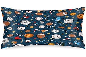 CEMFYZOCH Satin Pillowcase for Hair and Skin Cartoon Baseball Football Sport Soft Silk Pillow Case with Envelope Closure Cooling Pillow Cases Slip King Size Pillow Cover for Women Men Kids Boys Girls 20x40