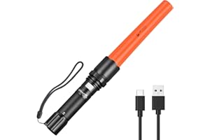 UltraFire 12 Inch 619 Lumen Traffic Wand, 3 Modes USB-C Rechargeable Traffic Control Wand, Safety Flashlight for Car Direction, Parking, Camping (UF-805)