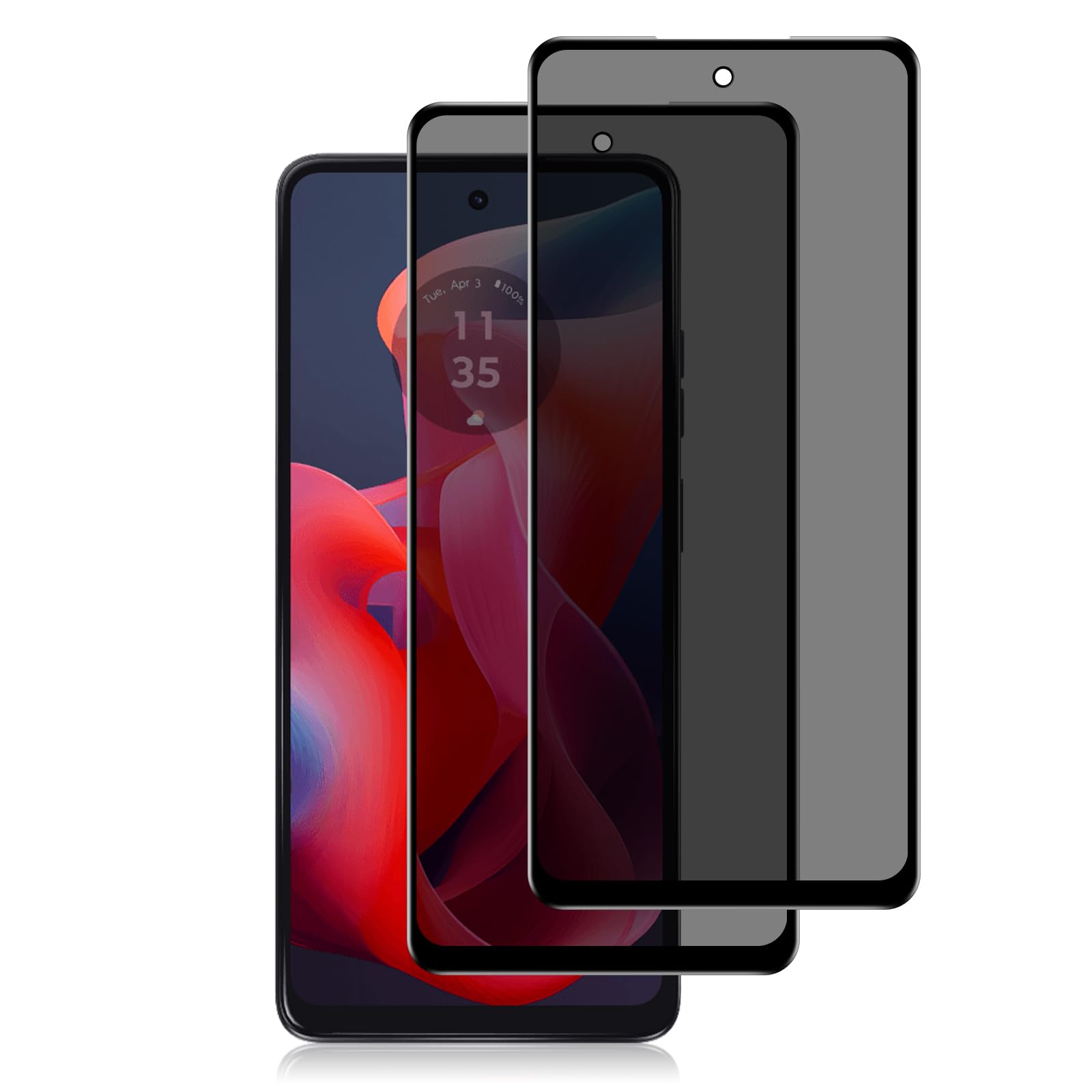 NicMool 2 Pack for Motorola Moto G24 Privacy Screen Protector, Anti-Spy Tempered Glass Film Scratch-Resistant Bubble-Free Full Coverage for Motorola Moto G24