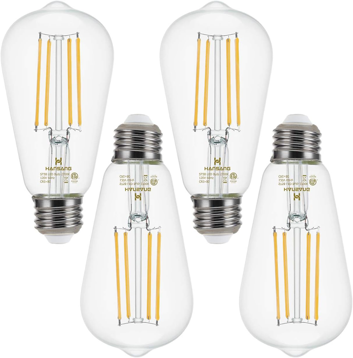 Dimmable Led Edison Bulb E26 Base 60 Watt Equivalent 2700k Warm White Filament Light Bulb 800lm High Cri Clear Brightness Vintage Bulb For Pendant Lamp 4 Pack Amazon Com