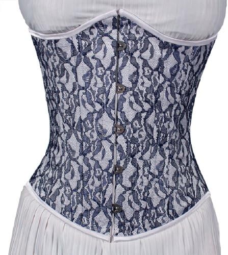 Timeless Trends Blue Laced Silk Steel Boned Underbust Corset