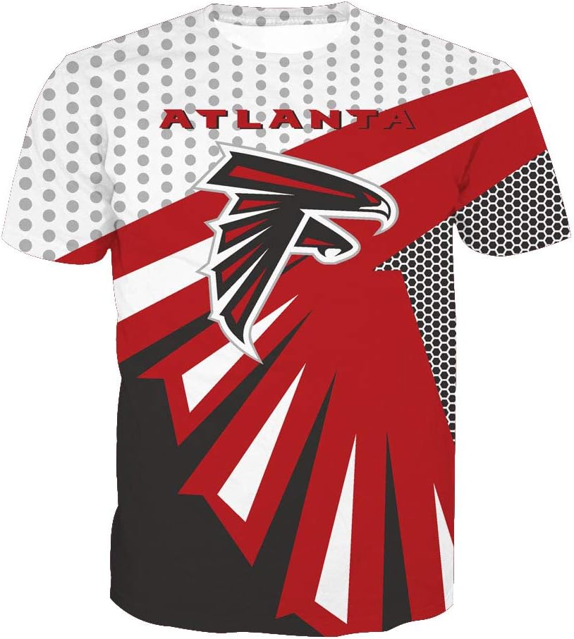 Men's O-Neck Short Sleeve 3D Digital Print Atlanta Falcons Football Team Summer T-Shirts