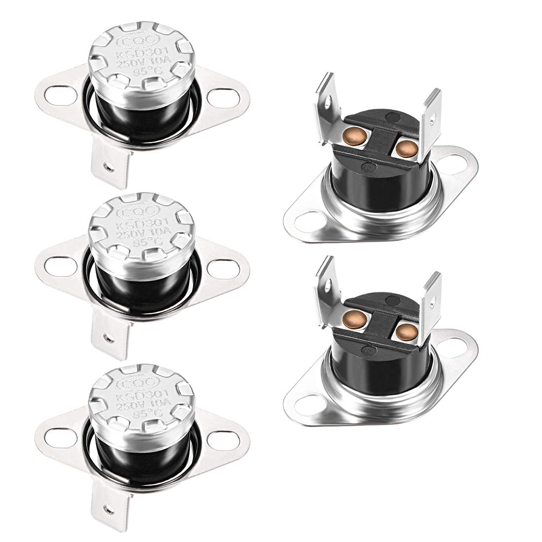 sourcing map KSD301 Thermostat 95°C/203°F 10A N.C Adjust Snap Disc Temperature Switch for Microwave Oven Coffee Maker 5pcs,Bakelite Material