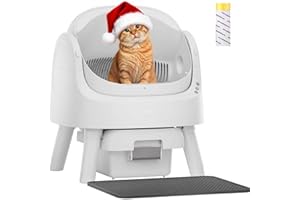 PetPivot Self Cleaning Litter Box, Open Top Automatic Litter Box for Multiple Cats, Multiple Layer Safety Protection, Liners and Mat Included, White