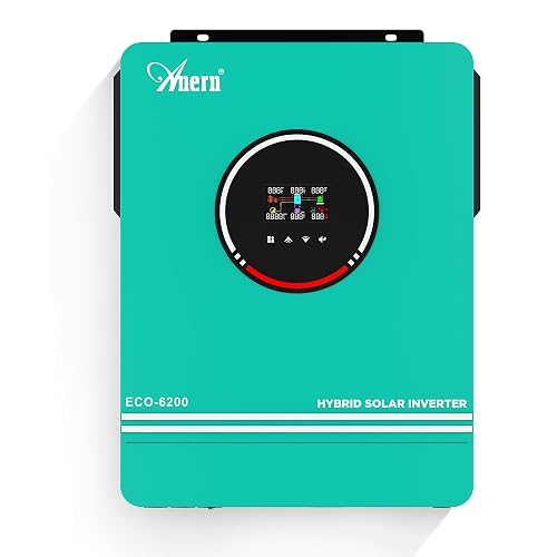 Anern 6200W Hybrid Solar Inverter 48V DC to 220-230VAC, Pure Sine Wave ...