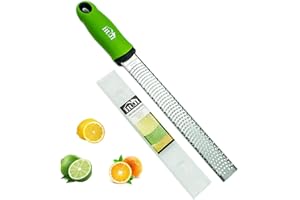 HUJI Zester and Grater: Lemon, Ginger, Garlic, Truffle, Cheese - Razor Sharp Stainless Steel Blades With Protective Cover - D
