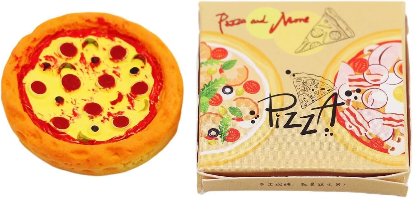 Realistic Mini Pizza Box Set, Highly Detailed Food Models and Kitchen Accessories for Dollhouse, Bakery Display and Educational Role Play