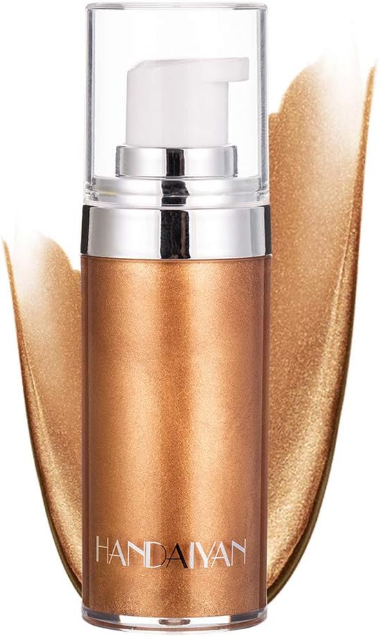Petansy Liquid Body Highlight Face Body Liquid Illuminator Facial Shimmer Concealer Makeup Liquid Foundation Moisturizer Smooth Highlighter (#03 Bronze Gold)