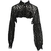 ZARSIO Women Long Sleeve Lace Shrug Bolero Shawl Short Cardigan Fake Collar