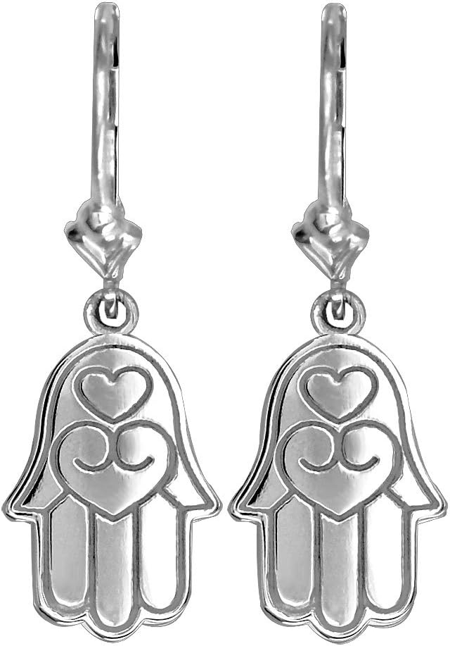 Small Hamsa, Hand of God Charm Earrings in Sterling Silver