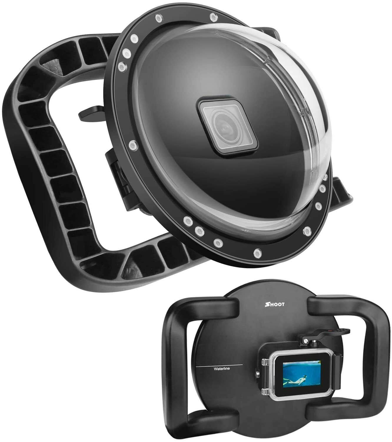 Yangers Double Handle Stabilizer Dome Port for GoPro Hero 8 Black Action Camera, Waterproof up to 45 m Diving Underwater Transparent Lens Housing Accessories