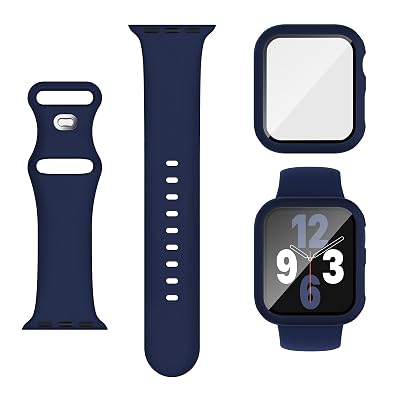 Adorique 3-in-1 Compatible for Apple Watch Band 40mm 41mm with Bling Cover, Silicone Sport Band and Protective Cover for iWatch Series SE 9 8 7 6 5 4 3
