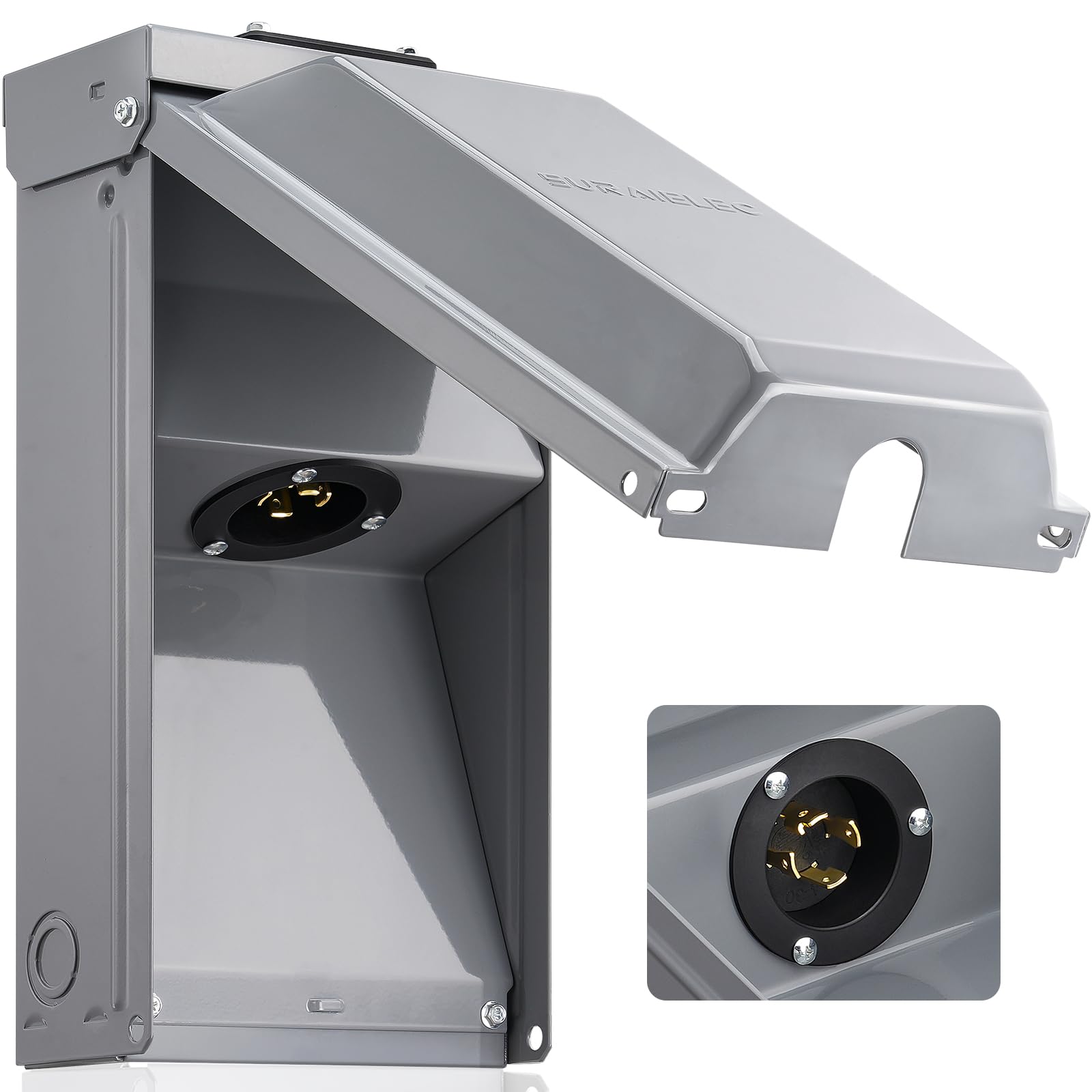 Photo 1 of SURAIELEC 30 Amp Generator Inlet Box, NEMA L14-30P Power Inlet Box for 4-Prong Generator Cord, 125/250V, 7500W, Weatherproof Outdoor Generator Receptacle, Ready for Emergency Use