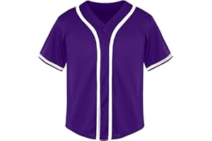 BABYHEALTHY Kids Baseball Jersey Toddler Jersey Button Down Shirt Blank Plain Hip Hop Tees for Boy Girl