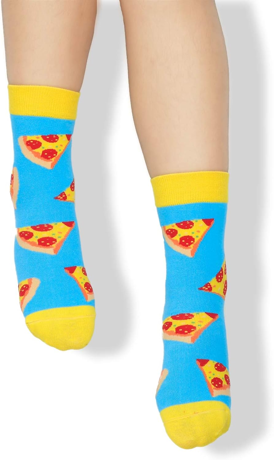 4 Pack Kids Boys Girls Novelty Crew Socks Funny Cartoon Cute Animal Food Avocado Pineapple Cat: Clothing
