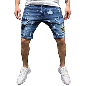 mens dark blue denim shorts