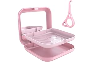 MELONSUN Aligner Case with Mirror and Aligner Removal Tool- Compatible with Invisalign, Aligners, and Mouth Guards, Premium Retainer Case with Magnetic Closure and Textured Liner- Easy to Use (Pink)