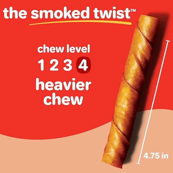 HARTZ OINKIES SMOKED TWISTS WITH NATURALLY SMOKED PORK RAWHIDE-FREE DOG TREATS, HIGHLY DIGESTIBLE LONG LASTING DOG CHEWS, 40 COUNT