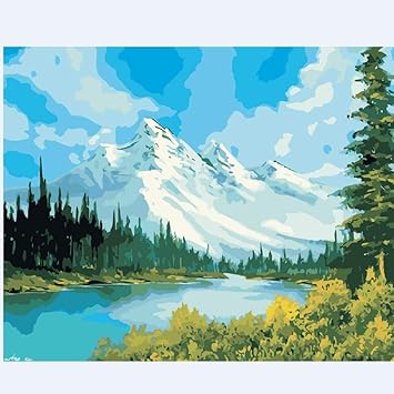 Amazon Com Mural Art Jungle Snow Mountain Murals For Living Room Drawing By Number Painting By Numbers Woman 16x Inches Home Improvement