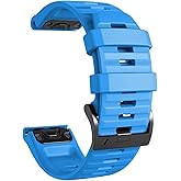 OUTVI 26mm watch band compatible with garmin fenix 5x 6x Pro 7x 3 hr rugged silicone quick fit 26 strap replacement for Epix Pro Gen 2 51mm Enduro 2 Descent Mk1 Mk2 Mk2i Mk3i tactix men women Blue
