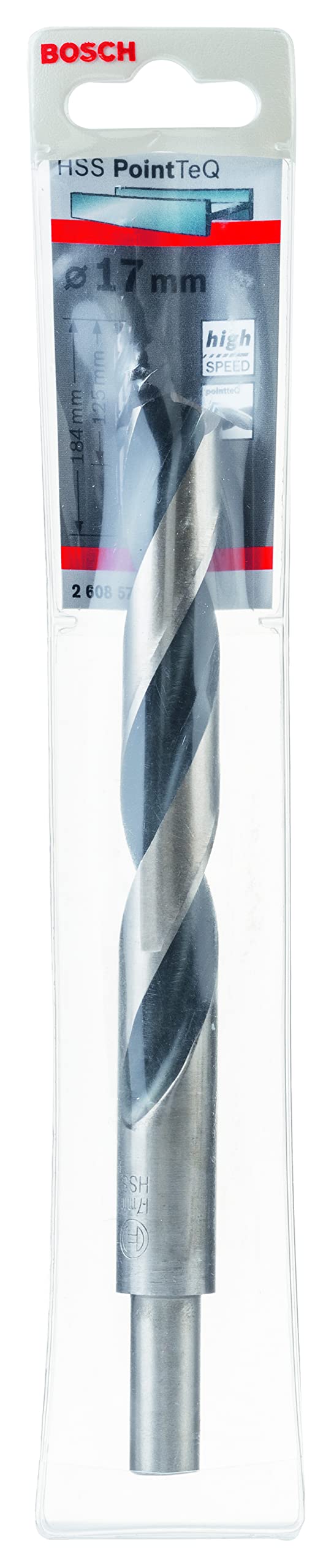 Bosch Professional PointTeQ HSS Twist Drill Bit (for Metal, Reduced Shank, 17 x 125 x 184 mm, Accessories for Drill Driver)