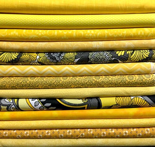10x FQ's Assorted YELLOW Quilting Fabric - 100% Cotton - 18" x 22" inches - FAT QUARTER BUNDLE