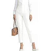 BIRW Womens High Waisted Pants 2026 Trendy Skinny Business Work Casual Pencil Trousers with Pockets Size Large White